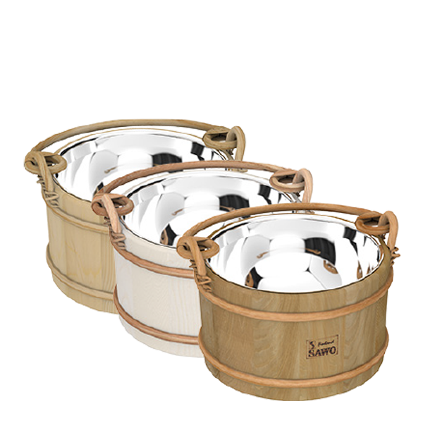 Default Wooden Pail Rattan with Stainless